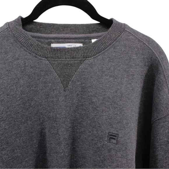 Fila Gray Fleece Crewneck Pullover Comfy Athletic Tennis Soccer Size L - Picture 3 of 7